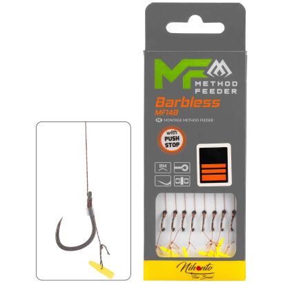 Przypony Mikado Mf Mf14 Z Push Stopem Hak Bez Zadziora Nr 4 / Plecionka: 0.18mm/10cm