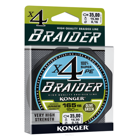 Plecionka Konger Braider X4 0,50/150 - Olive Green
