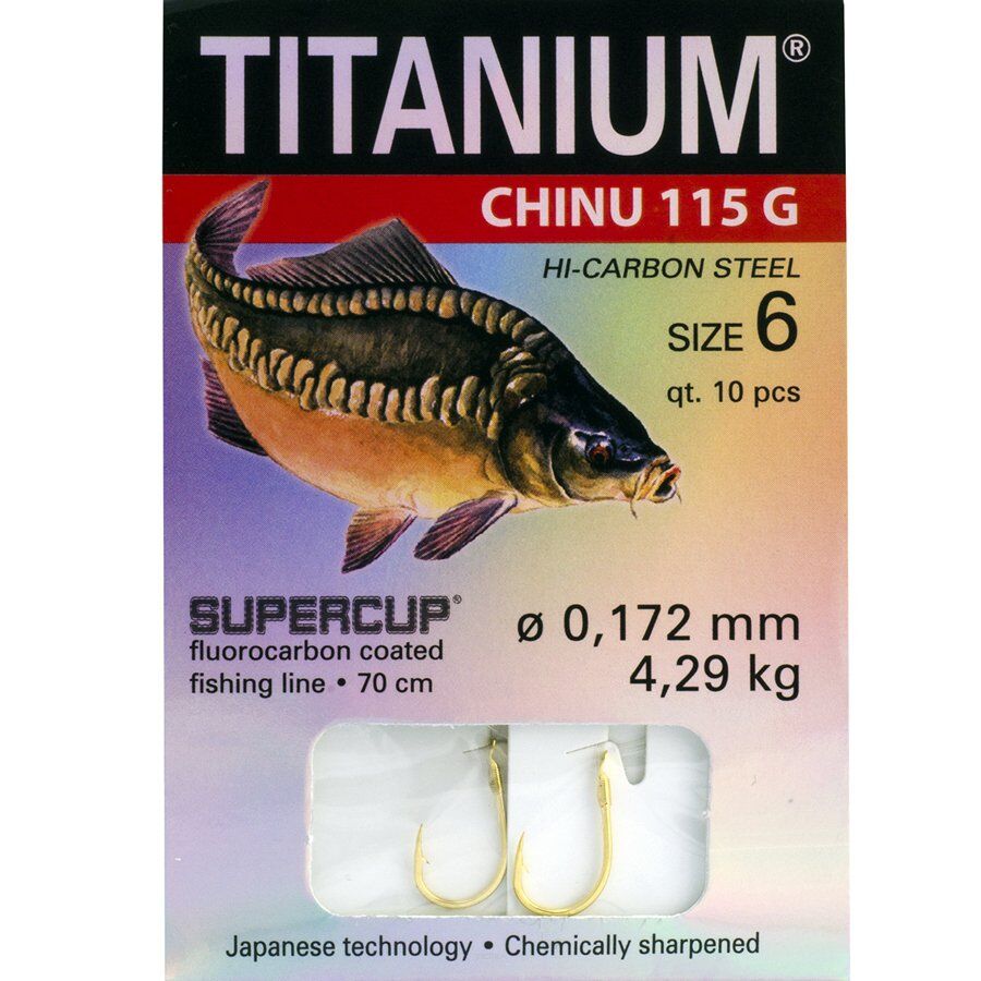 Haczyki Titanium z przyponem Chinu 115G - roz. 12 01-S-115G-12
