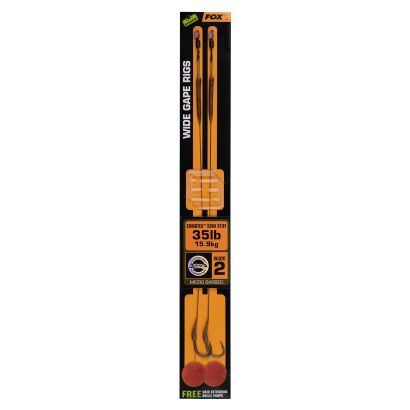Przypony Karpiowe Fox Wide Gape nr 2 35lb Camotex Semi Stiff