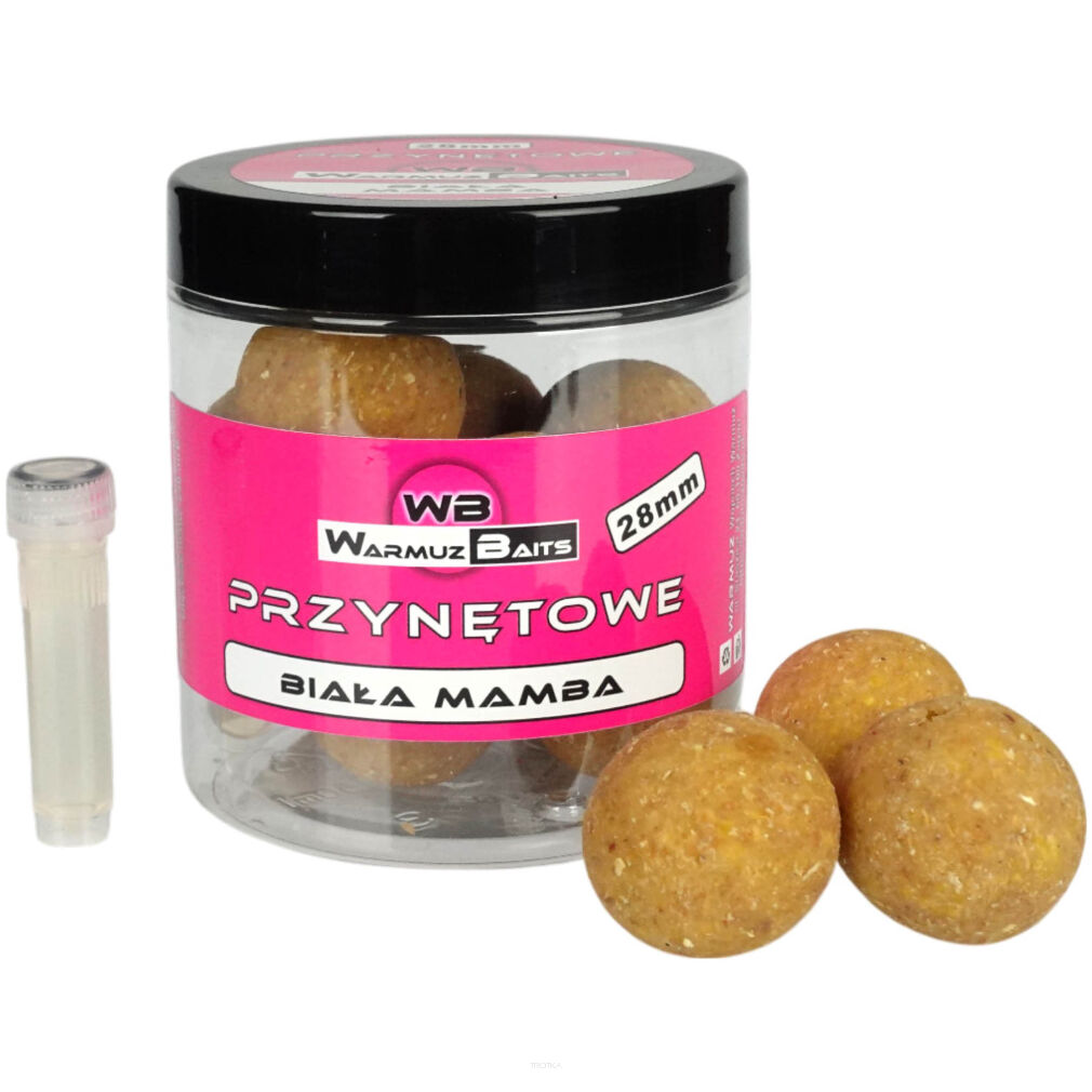 Kulki Haczykowe Warmuz Baits Biała Mamba 28mm 250ml + Dopalacz