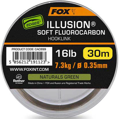 Fluorocarbon Fox Edges Illusion Soft Fluorocarbon Hooklink 16lb 7.3kg (0.35mm) x 30m - Naturals Green