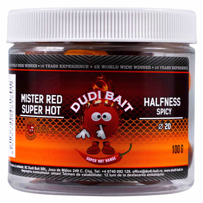 Kulki Haczykowe Dudi Bait Mister Red Super Hot Połówki Pieprz 20mm 100g