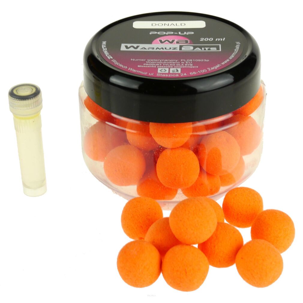 Kulki Haczykowe Warmuz Baits Donald Pop Up 15mm + Dopalacz