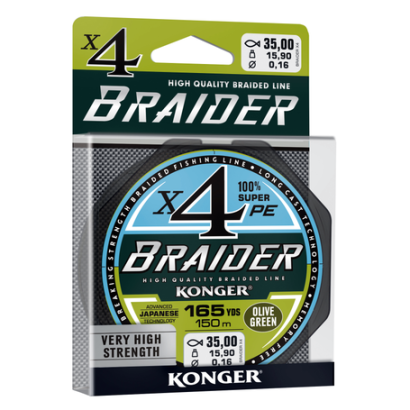 Plecionka Konger Braider X4 0,40/150 - Olive Green