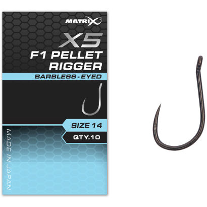 Haczyki Matrix X5 F1 Pellet Rigger Barbless Eyed - 16