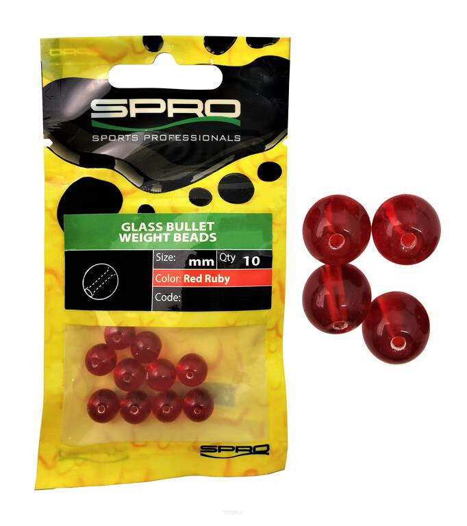 Spro Glass Bullet Weight Beads 4mm Red Ruby 10szt.