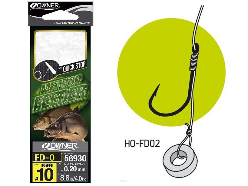 Haczyki przyponowe Owner Method Feeder z gumką - Pellet Band roz. 14