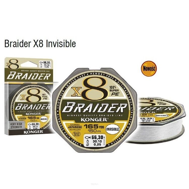 Plecionka Konger Braider X8 0,12mm/150 - Invisible