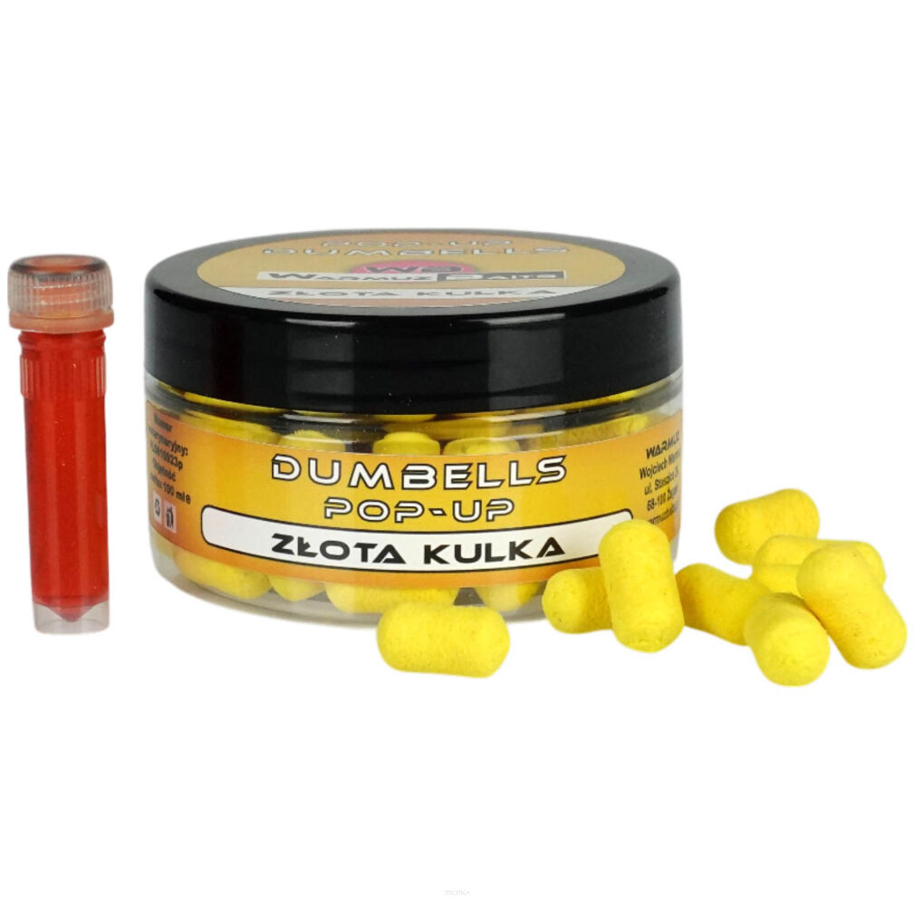 Kulki Warmuz Baits Pop Up Dumbells Złota Kulka 10mm 100ml + Dopalacz