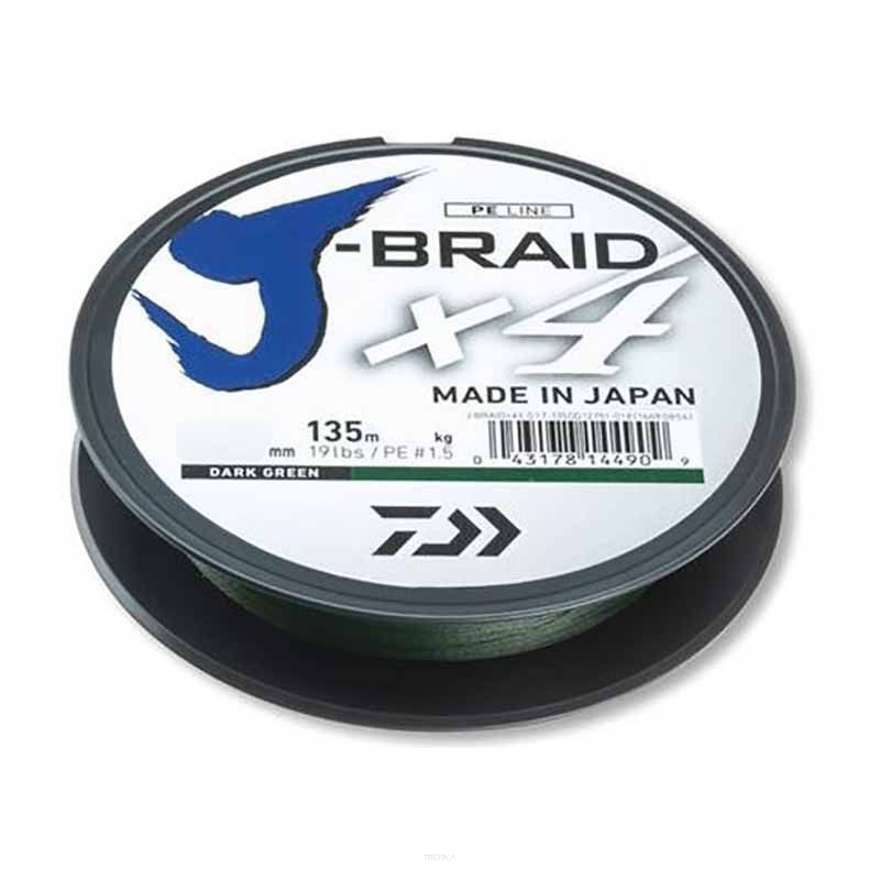 Plecionka Daiwa J-Braid x4 135m 0,13mm (ciemnozielona). 12741-013