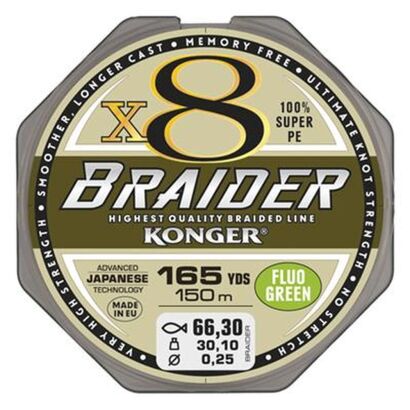 Plecionka Konger Braider X8 0,18/150 - FluoGreen