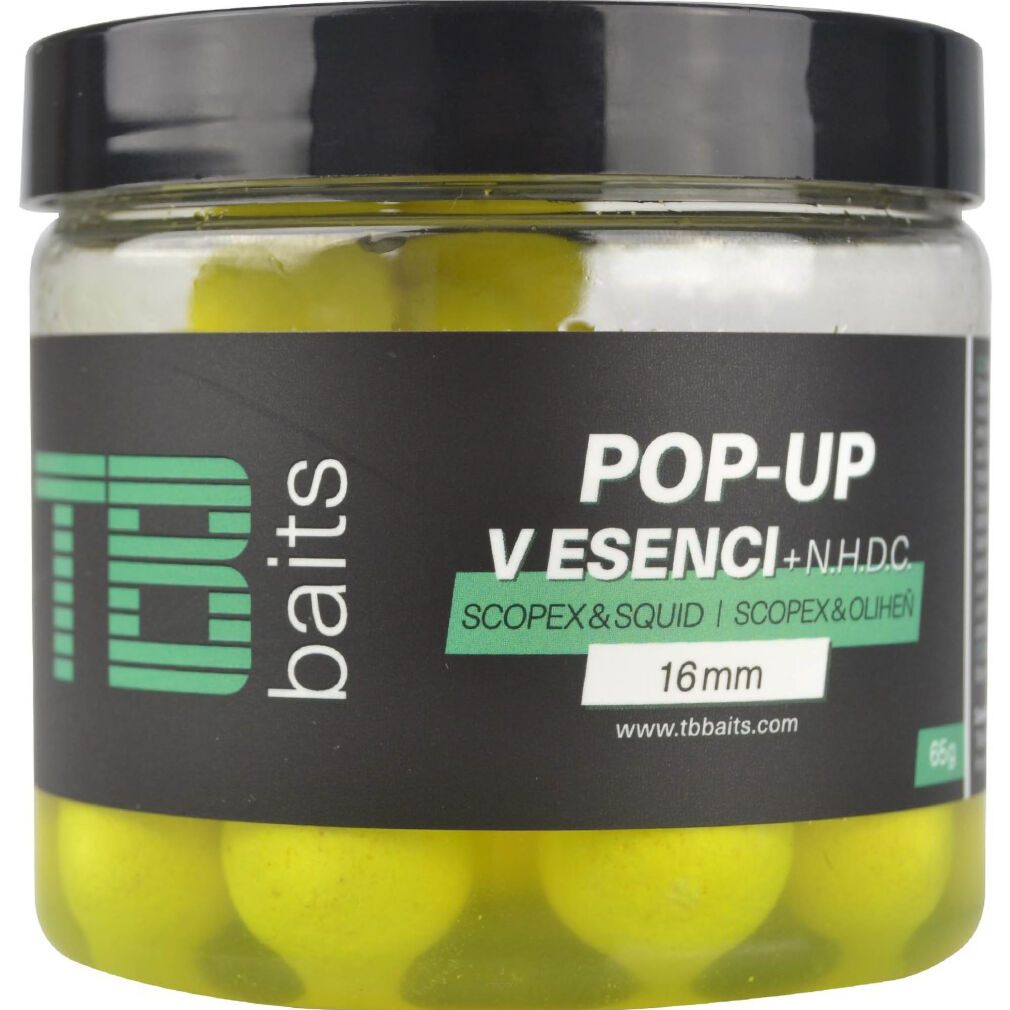 Kulki W Dipie TB Baits Floating Pop-Up Yellow Scopex Squid + NHDC 65g 16mm