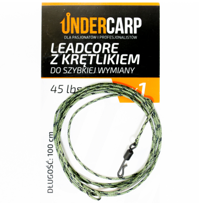 Leadcore z krętlikiem do szybkiej wymiany 45 lbs / 100 cm zielony 2 sztuki w opakowaniu
