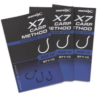 Haczyki Matrix X7 Carp Method Barbless Eyed - 16 - 5