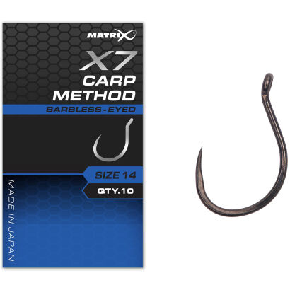 Haczyki Matrix X7 Carp Method Barbless Eyed - 16