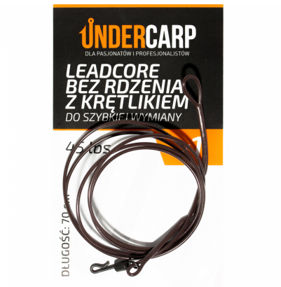 Leadcore bez rdzenia z krętlikiem do szybkiej wymiany 45 lbs / 70 cm - brązowy