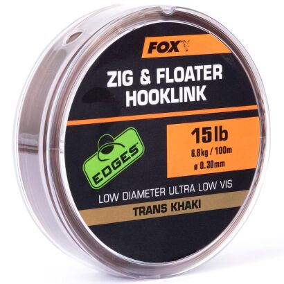 Fox Edges Zig & Floater Hooklink Trans Khaki 15lb 0.30mm- 100m