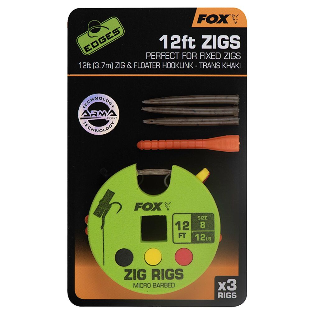 Przypon Karpiowy Fox Edges Zig Rig Trans Khak 3,7m 12lb Nr 8