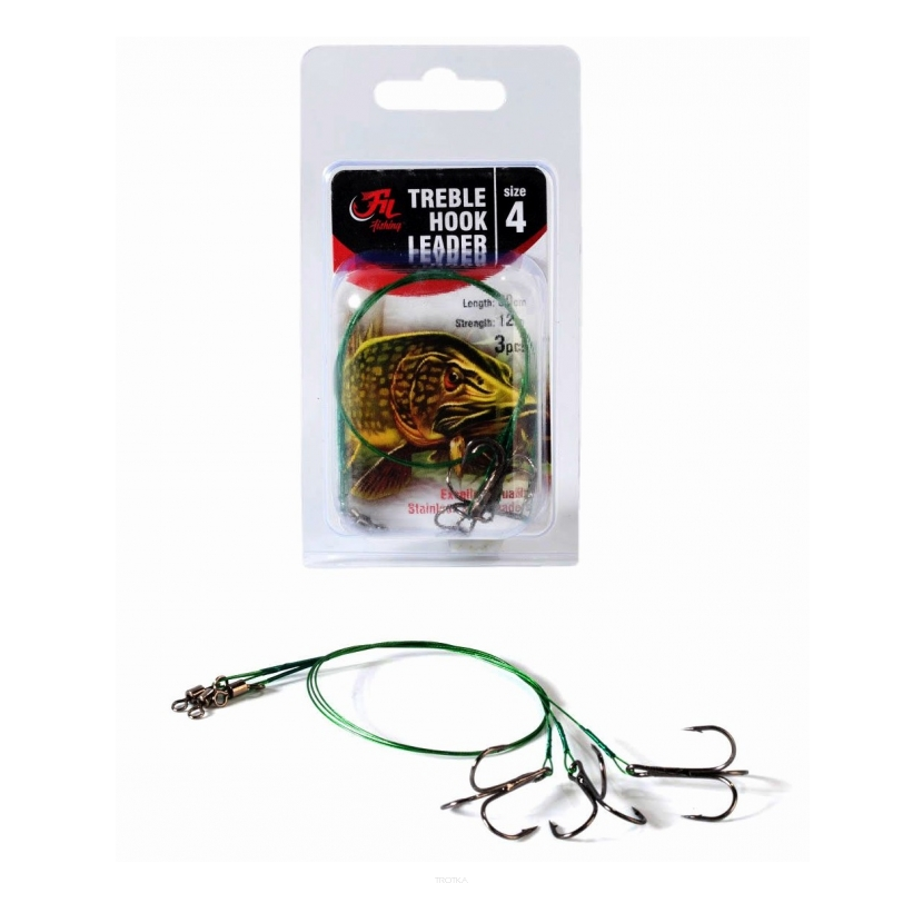 Przypon żywcowy z kotwicą Fil - Treble Hook Leader 30cm/12kg / 3szt./op.