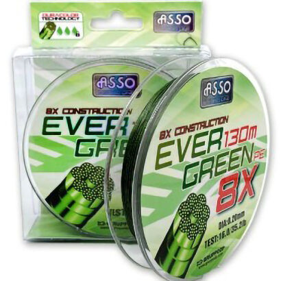 Plecionka Asso Evergreen St Spool Green-6a 2x100+6x150den 0,36mm 300m