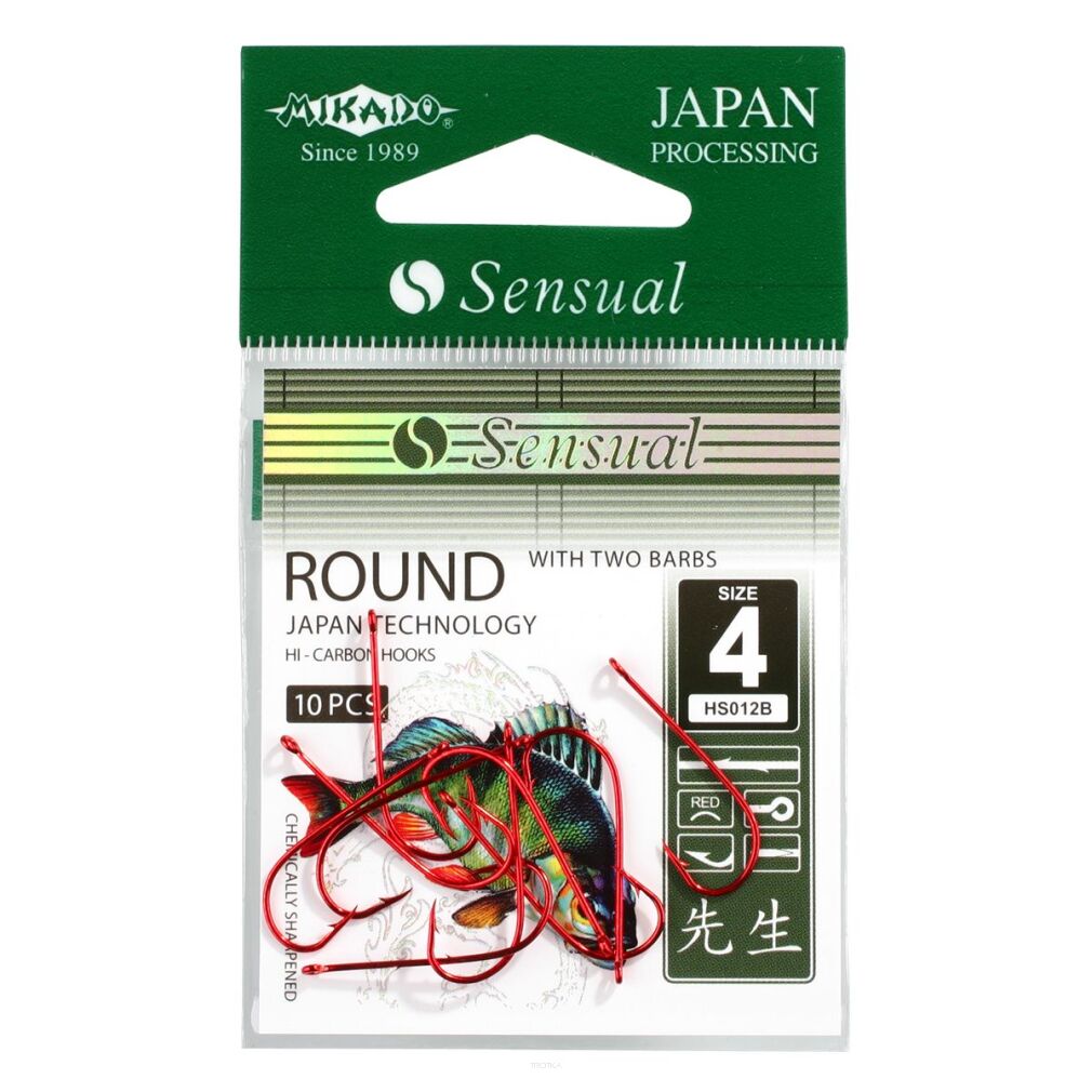Haczyki Mikado Sensual - Round w/barbs roz. 6 RED  HS012B-6R 