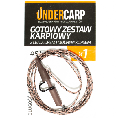 Gotowy zestaw karpiowy z leadcorem i mocnym klipsem 45 lbs / 100 cm brązowy