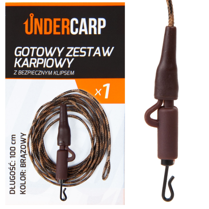 Gotowy zestaw karpiowy Under Carp z bezpiecznym klipsem brązowy 100 cm