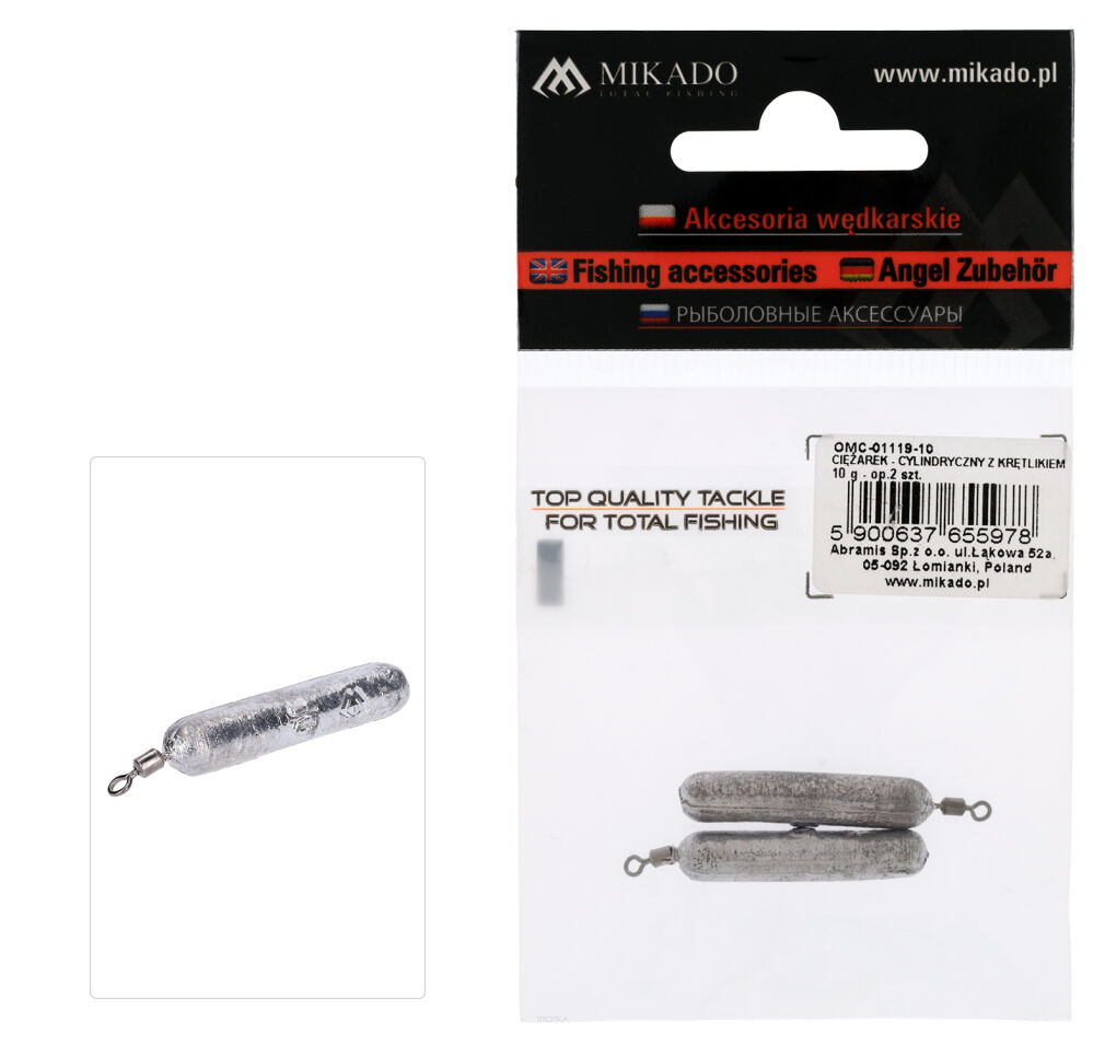 Ciężarek Mikado - Cylindryczny z krętlikiem - 10g