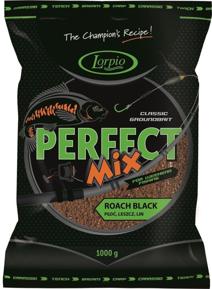 Zanęta Lorpio Perfect Mix - Roach Black 1kg, tania i skuteczna zanęta do łowienia płoci