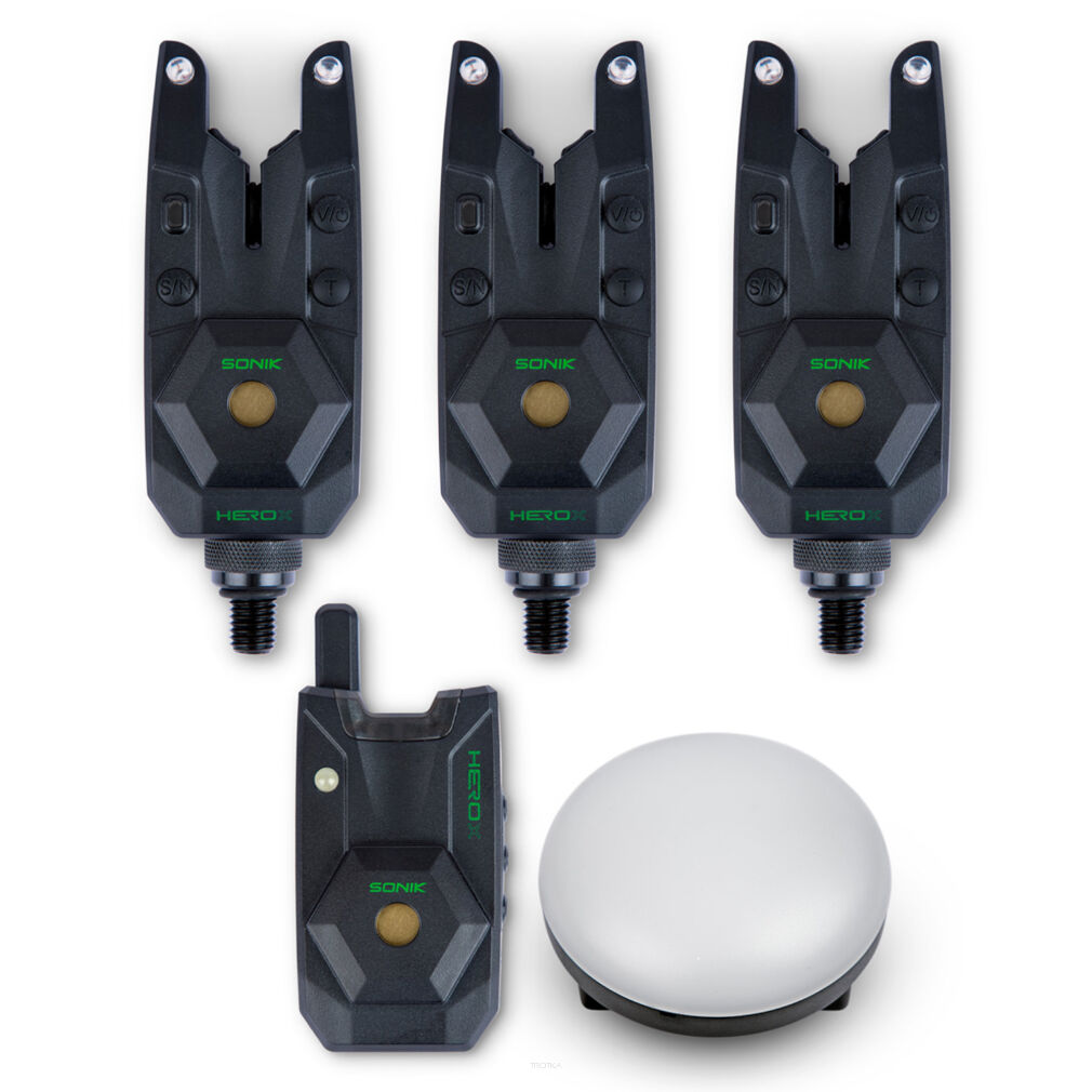Sygnalizatory Sonik HeroX Bite Alarm Set 3+1+BL (R G B)
