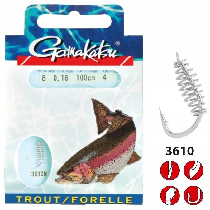 Gamakatsu Booklet Trout Spiral 3610N r.2 0.25mm 60cm przypony