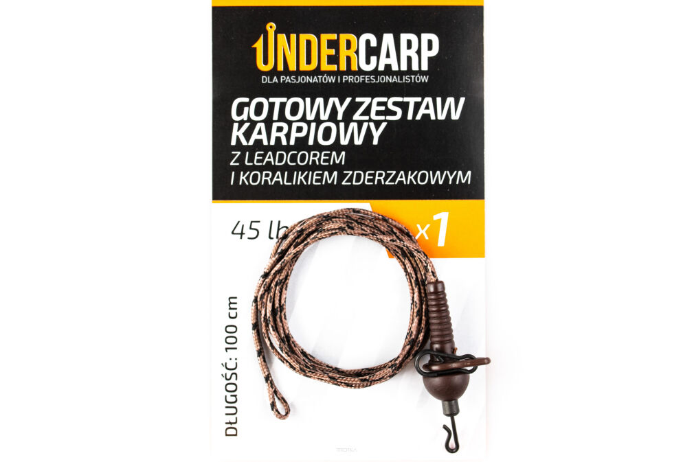 Gotowy zestaw karpiowy z leadcorem i koralikiem zderzakowym 45 lbs / 100 cm brązowy