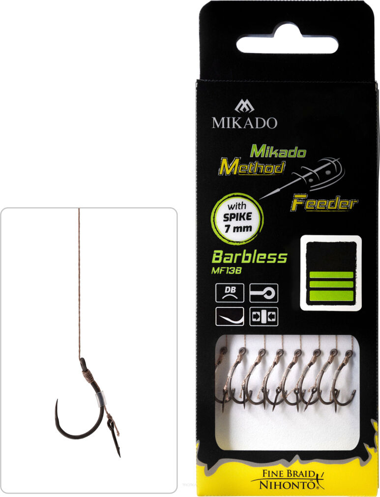 Haczyki Mikado Method Feeder z igłą bez zadziora 10cm/#10