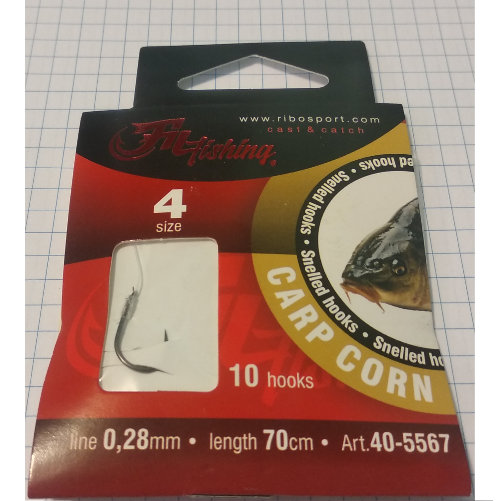 Haczyki z przyponem Fil - Carp Corn - 0,30mm / roz. 2
