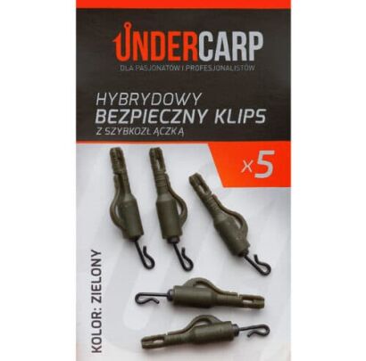 Hybrydowy bezpieczny klips Under Carp do zestawów karpiowych - Quick Change zielony