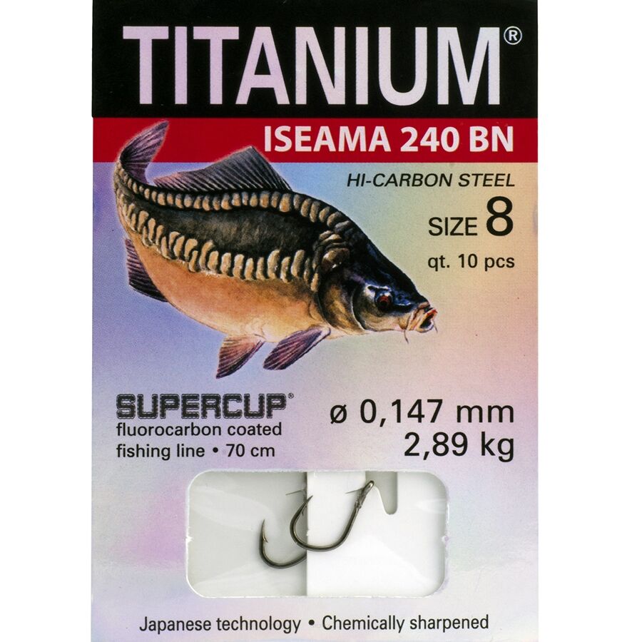 Haczyki Titanium z przyponem Iseama 240BN - roz. 8 01-S-240BN-08