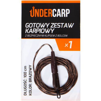 Gotowy Zestaw Karpiowy Under Carp Z Bezpiecznym Klipsem Z Bolcem Brązowy 100cm - 2