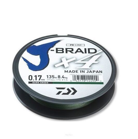 Plecionka Daiwa J-Braid X4E - Dark Green 135m/0,17mm
