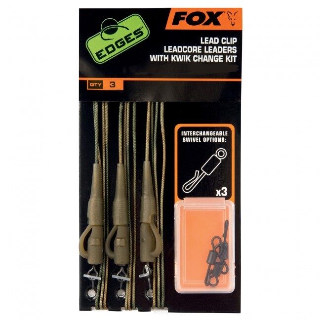 Zestaw FOX Leadcore Leaders with Kwik Change Kit 75cm/45lb 3szt. CAC576