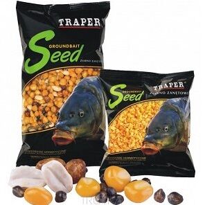 Gotowe Ziarno zanętowe Traper Seed 1kg - Mix 1 / Kukurydza, Pszenica, Konopie