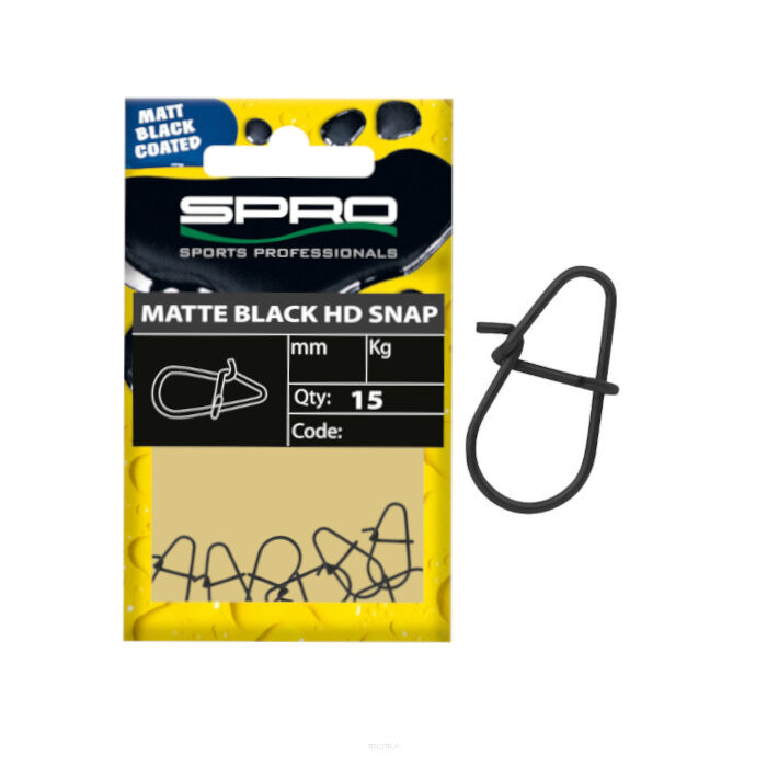 Spro Agrafki Matte Black HD Snap #9,5mm 35kg 15szt.