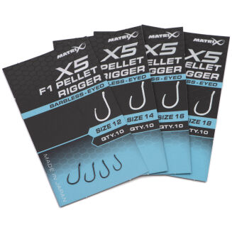 Haczyki Matrix X5 F1 Pellet Rigger Barbless Eyed - 18 - 5