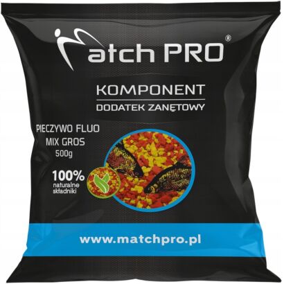 Dodatek Do Zanęt MatchPro Top Pieczywo Fluo Mix Gros Żółto-Czerwone 500g