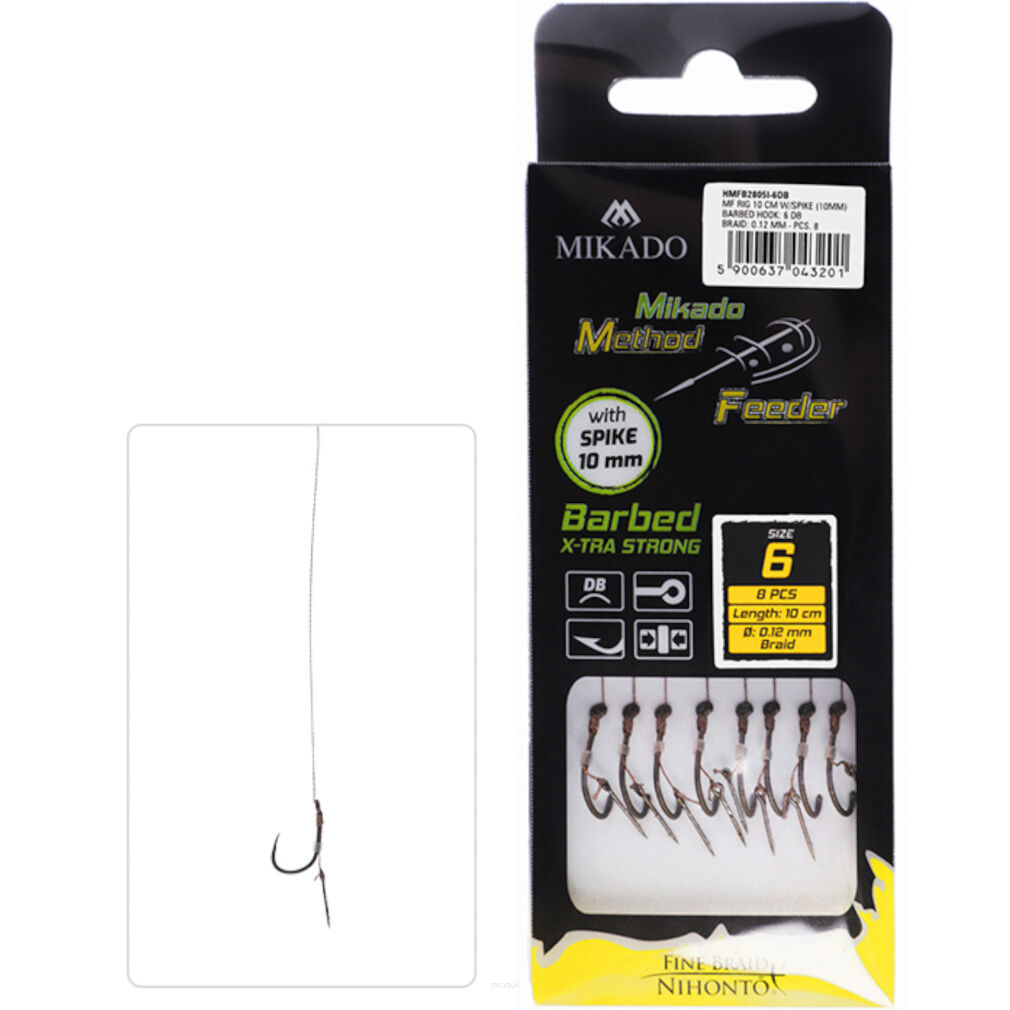 Przypony MF Mikado Z Igłą Zadziorowe X-tra Strong - 8DB/0.12mm/10cm Plecionka
