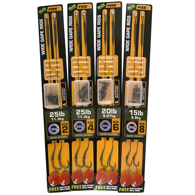 Haczyki FOX z przyponem Wide Gape Ready Rigs 9,07kg - roz. 6 CCR140