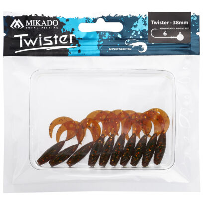 Przynęta Mikado Twister 38mm - Motoroil Gold Op.10szt