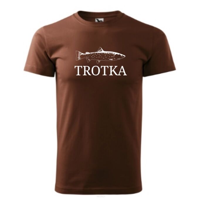Koszulka męska z logo Trotka (t-shirt) - Brązowa, roz. XL