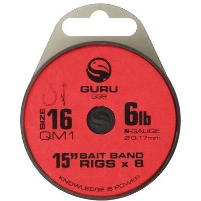 Przypony Guru QM1 Bait Band Rigs 38cm 0.15mm - 18