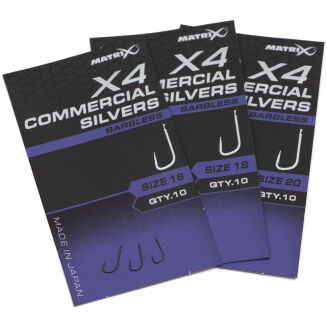 Haczyki Matrix X4 Commercial Silvers Barbless - 20 - 5